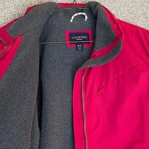 Lands End Squall Jacket Red Fleece Lined Women's M P Zip‎ Coat Petite
